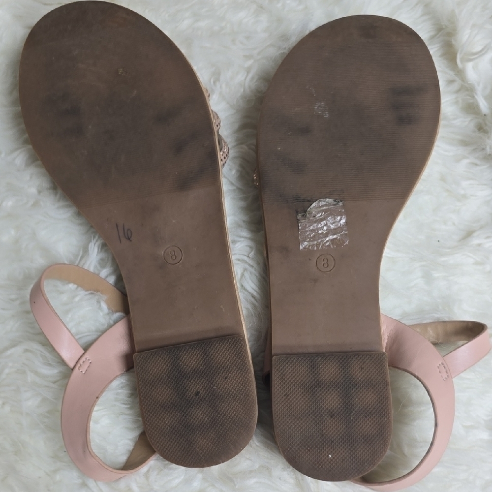 Chic Pink and Tan Sandals with Secure Ankle Strap - Picture 7 of 10
